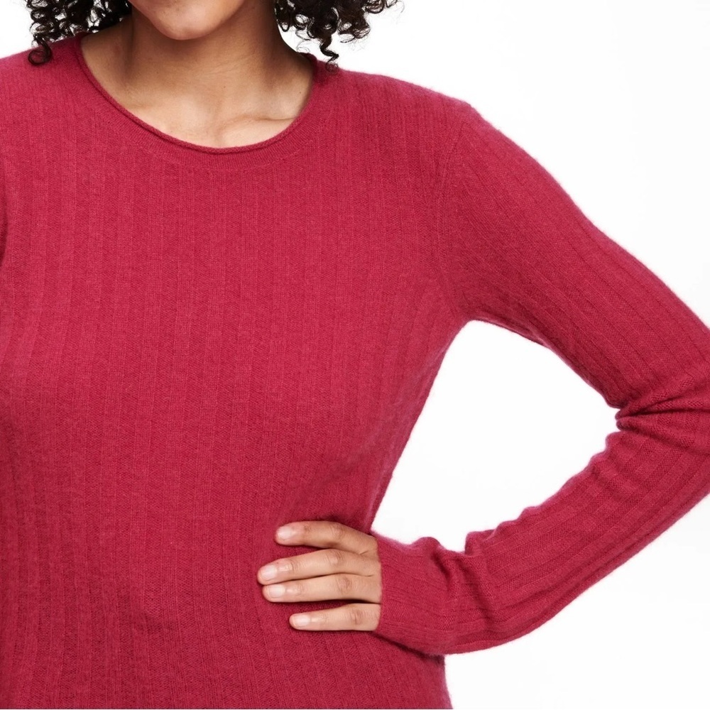 NAADAM Raspberry Pink Cashmere Ribbed Lightweight Sweater, Size XS - Picture 3 of 10